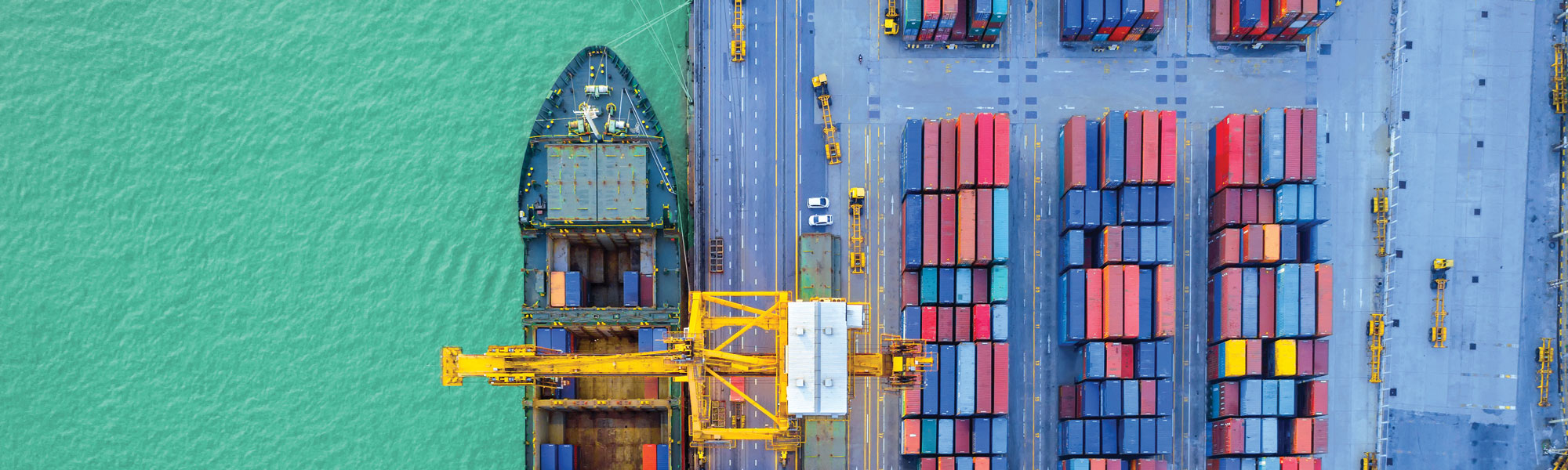 Overhead view of a port, via Shutterstock